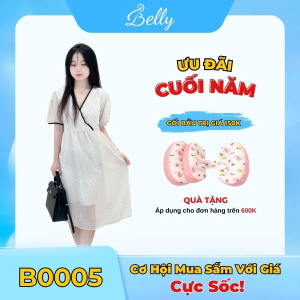 Đầm Midi Dáng Suông Chấm Bi Nhỏ Thanh Lịch – Đồ Bầu Belly