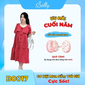 Đầm Bầu Belly Hoạ Tiết Kẻ Caro Chất Liệu Cotton Thoáng Mát