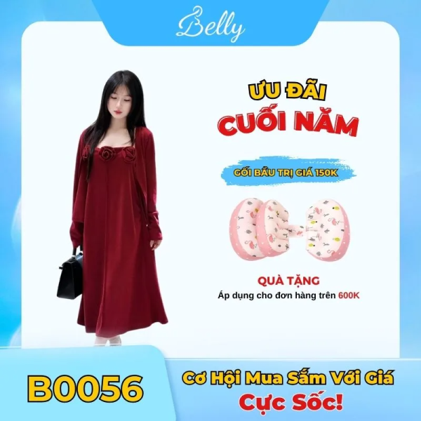 Váy Bầu Body Dự Tiệc Kèm Áo Ngoài Chất Liệu Cotton Mềm Mịn